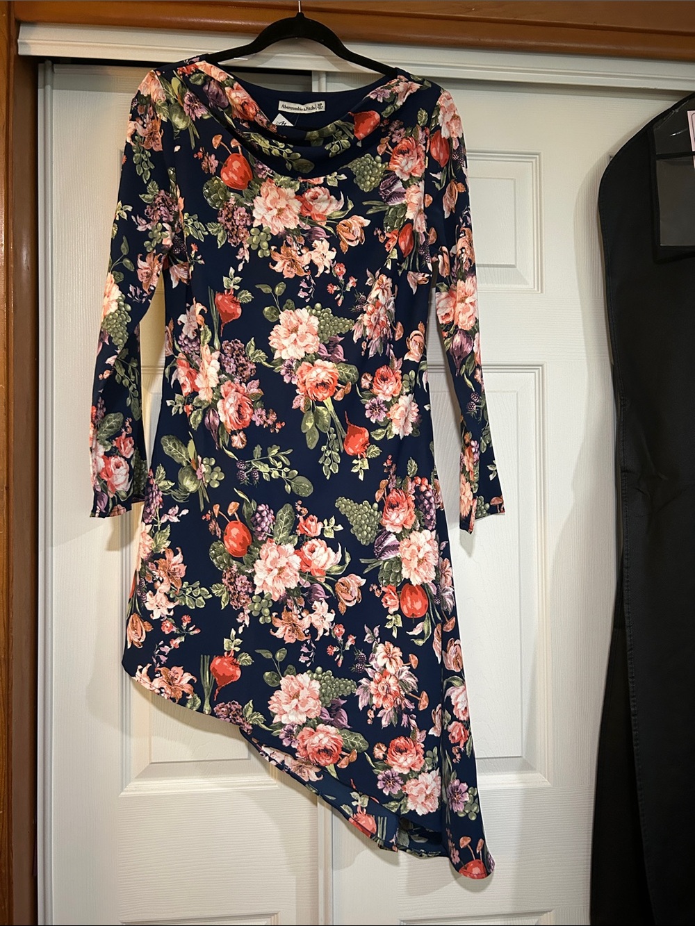 Abercrombie & Fitch Navy Floral Asymmetrical Cowl Dress